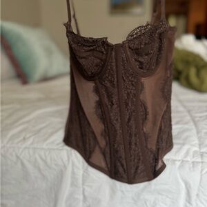 Urban Outfitters Brown Lace Corset Top